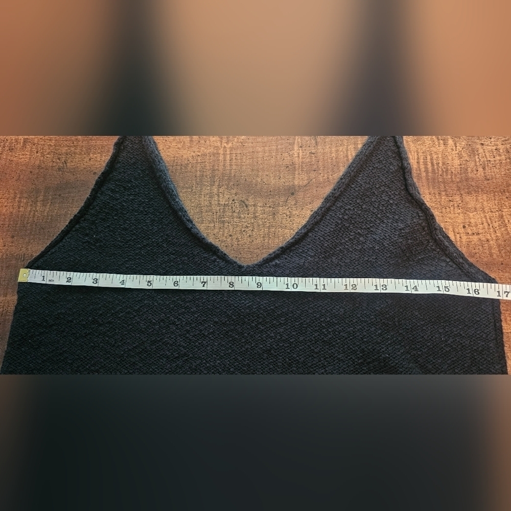 Zara Knit Black Boho Hippie Cropped Sweater Tank Top Size Medium - Picture 8 of 10